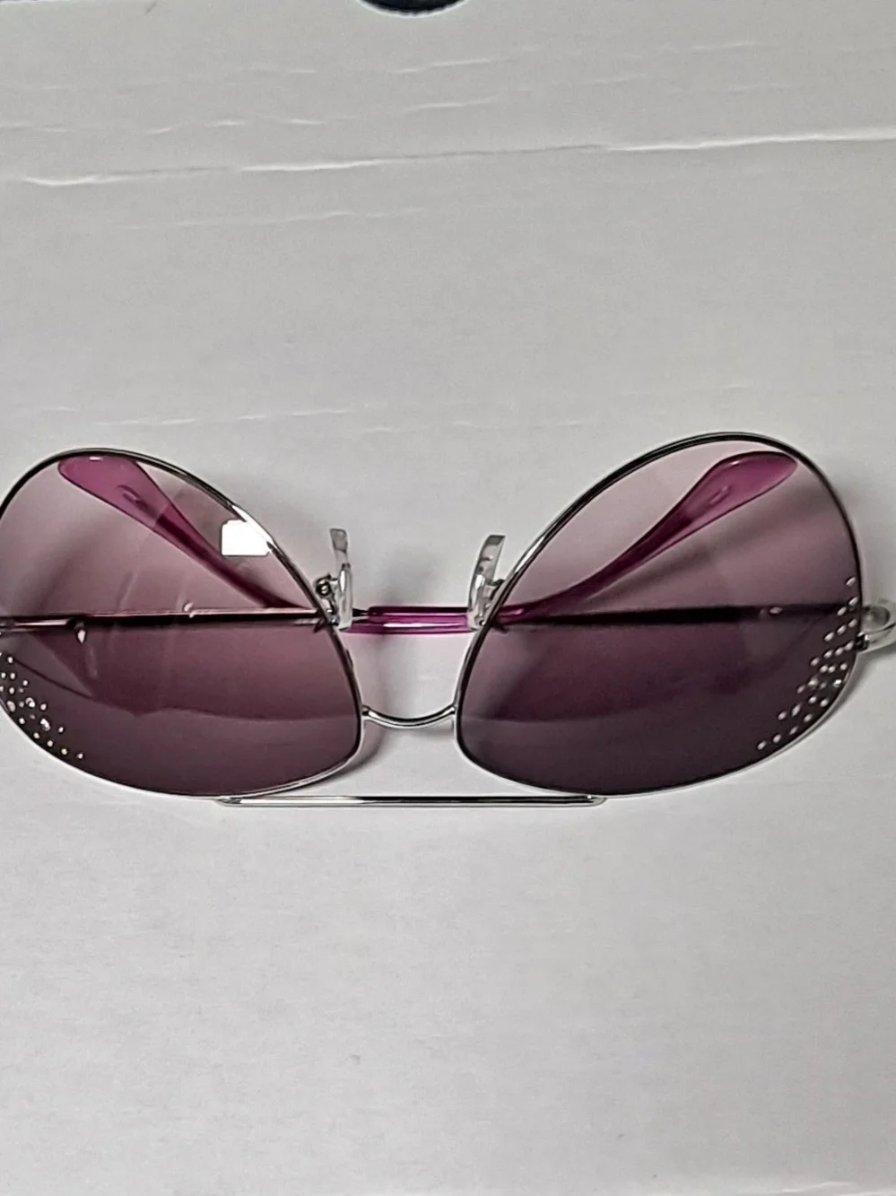 Women’s Aviator Sunglasses - Silver Frame with Purple Lenses